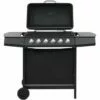 VidaXL Barbecue Au Gaz Avec 6 Zones De Cuisson Acier Noir - Noir