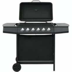 VidaXL Barbecue Au Gaz Avec 6 Zones De Cuisson Acier Noir - Noir
