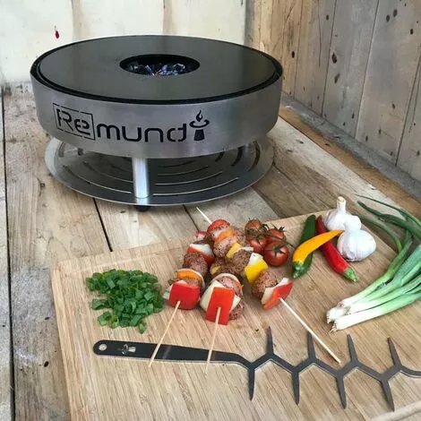 REMUNDI Barbecue Brasero De Table En Acier Pirus Gris - Gris 4 REMUNDI Barbecue Brasero De Table En Acier Pirus Gris - Gris – Image 3
