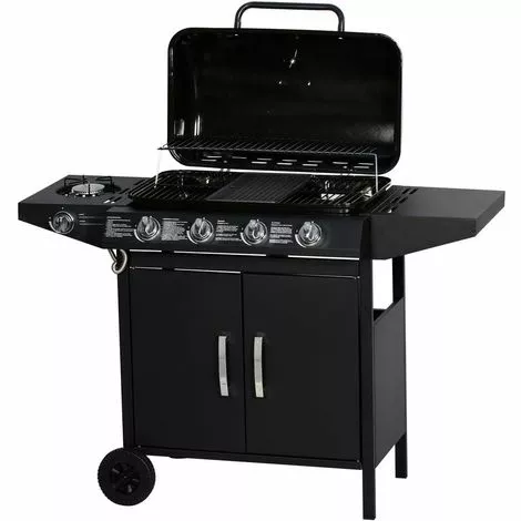 HABITAT & JARDIN Barbecue Gaz "Festa 5" - 5 Brûleurs Dont 1 Latéral - 12.9 Kw- Noir 3 HABITAT & JARDIN Barbecue Gaz "Festa 5" - 5 Brûleurs Dont 1 Latéral - 12.9 Kw- Noir – Image 2