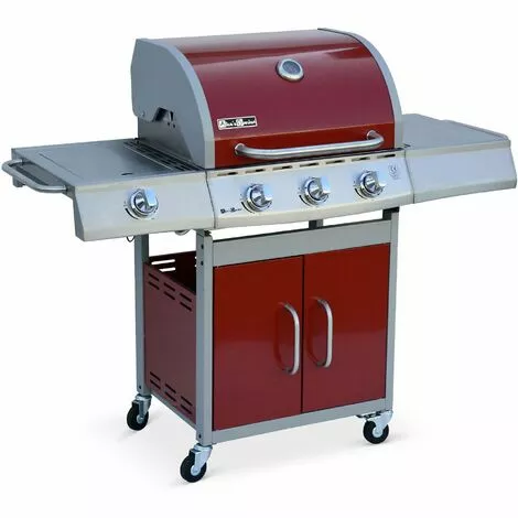 ALICE'S GARDEN Barbecue Gaz Inox 14kW – Richelieu Rouge – Barbecue 3 Brûleurs + 1 Feu Latéral. Côté Grill Et Côté Plancha. Housse De Protection Incluse - Rouge 4 ALICE'S GARDEN Barbecue Gaz Inox 14kW – Richelieu Rouge – Barbecue 3 Brûleurs + 1 Feu Latéral. Côté Grill Et Côté Plancha. Housse De Protection Incluse - Rouge – Image 2