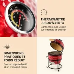 Klarstein Princesize Kamado-Grill Barbecue En Céramique Grille De Barbecue En Acier Inoxydable Barbecue Fumoir BBQ Rouge -France Barbecue Soldes Boutique 12990407 5