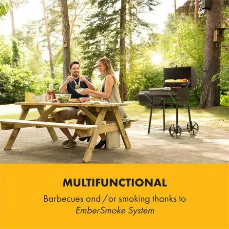 Klarstein Beef Brisket Barbecue Fumoir Thermomètre Roues - Noir 4 Klarstein Beef Brisket Barbecue Fumoir Thermomètre Roues - Noir – Image 2