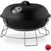 Relaxdays Barbecue Rond, Portable, Couvercle, Pique Nique, Grosse Surface De Cuisson,charbon De Bois D.36 Cm. Noir