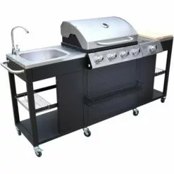 CONCEPT-USINE Barbecue à Gaz 4 + 1 Brûleurs Cuisine D'ext. DALLAS - Gris