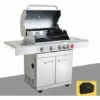 Barbecue Gaz INOX 4 Brûleurs +1 Réchaud 17.5KW, Inclus Grill Et Plancha & Thermomètre,Puissance Totale 17.5KW + Housse, - PHÉNIX GREADEN - Inox -France Barbecue Soldes Boutique 18048472 1
