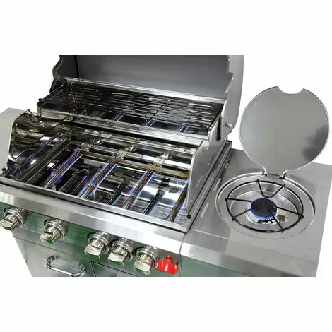 Barbecue Gaz INOX 4 Brûleurs +1 Réchaud 17.5KW, Inclus Grill Et Plancha & Thermomètre,Puissance Totale 17.5KW + Housse, - PHÉNIX GREADEN - Inox 6 Barbecue Gaz INOX 4 Brûleurs +1 Réchaud 17.5KW, Inclus Grill Et Plancha & Thermomètre,Puissance Totale 17.5KW + Housse, - PHÉNIX GREADEN - Inox – Image 4