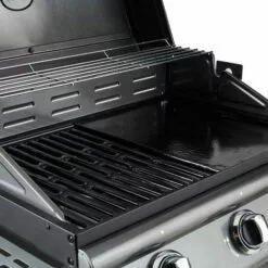 Barbecue Gaz Sur Chariot - Fiesta 3 - Grill + Plancha - Capot Avec Thermomètre Intégré - Surface De Cuisson : 2 762,5 Cm² - Puissance : 10 Kw - Argent - Cook'in Garden -France Barbecue Soldes Boutique 18389906 4