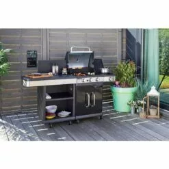 Barbecue Gaz 2 En 1 Fidgi - Grill Et Plancha - 3 Brûleurs - Thermomètre Capot - Puissance 11,5 Kw - Noir/Inox - Cook'In Garden -France Barbecue Soldes Boutique 18389907 4