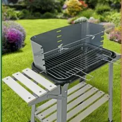 Deuba Barbecue Mobile Avec Grille Réglable Avec Roues Et Poignée 83 X 44 X 87 Cm Métal Et Bois BBQ, Grillades Cuisson -France Barbecue Soldes Boutique 18476653 5