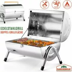 Deuba Barbecue Portable Double Plaque Acier Inoxydable Poignée Ventilation BBQ Grillades Jardin -France Barbecue Soldes Boutique 18476716 2