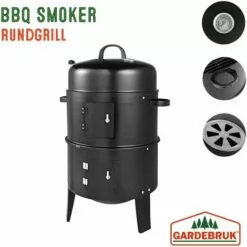Deuba | Barbecue Fumoir Smoker • Fonctions 3 En 1 • Grill Barbecue Fumoir Rond • Thermomètre Inclus • 84x40 Cm | BBQ Grillades -France Barbecue Soldes Boutique 18477374 3
