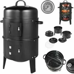 Deuba | Barbecue Fumoir Smoker • Fonctions 3 En 1 • Grill Barbecue Fumoir Rond • Thermomètre Inclus • 84x40 Cm | BBQ Grillades -France Barbecue Soldes Boutique 18477374 5