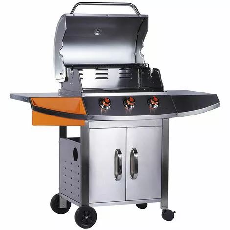 BRASERO - Barbecue Céleste 3 Feux à Gaz - Surface De Cuisson 63 X 47 Cm - 2 Tablettes En Inox - Jauge De Température - Récupérateur De Graisse - 11,4 KW - Jusqu'à 10 Convives - Gris 3 BRASERO - Barbecue Céleste 3 Feux à Gaz - Surface De Cuisson 63 X 47 Cm - 2 Tablettes En Inox - Jauge De Température - Récupérateur De Graisse - 11,4 KW - Jusqu'à 10 Convives - Gris