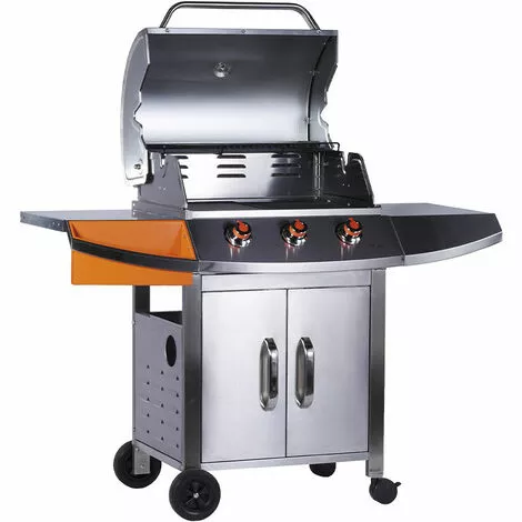 BRASERO - Barbecue Céleste 3 Feux à Gaz - Surface De Cuisson 63 X 47 Cm - 2 Tablettes En Inox - Jauge De Température - Récupérateur De Graisse - 11,4 KW - Jusqu'à 10 Convives - Gris 4 BRASERO - Barbecue Céleste 3 Feux à Gaz - Surface De Cuisson 63 X 47 Cm - 2 Tablettes En Inox - Jauge De Température - Récupérateur De Graisse - 11,4 KW - Jusqu'à 10 Convives - Gris – Image 2