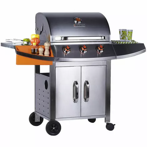 BRASERO - Barbecue Céleste 3 Feux à Gaz - Surface De Cuisson 63 X 47 Cm - 2 Tablettes En Inox - Jauge De Température - Récupérateur De Graisse - 11,4 KW - Jusqu'à 10 Convives - Gris 5 BRASERO - Barbecue Céleste 3 Feux à Gaz - Surface De Cuisson 63 X 47 Cm - 2 Tablettes En Inox - Jauge De Température - Récupérateur De Graisse - 11,4 KW - Jusqu'à 10 Convives - Gris – Image 3