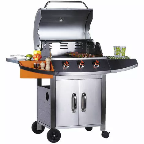 BRASERO - Barbecue Céleste 3 Feux à Gaz - Surface De Cuisson 63 X 47 Cm - 2 Tablettes En Inox - Jauge De Température - Récupérateur De Graisse - 11,4 KW - Jusqu'à 10 Convives - Gris 6 BRASERO - Barbecue Céleste 3 Feux à Gaz - Surface De Cuisson 63 X 47 Cm - 2 Tablettes En Inox - Jauge De Température - Récupérateur De Graisse - 11,4 KW - Jusqu'à 10 Convives - Gris – Image 4