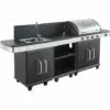 Barbecue Gaz - Grill Et Plancha - FIDGI 4 + Desserte + Evier - Cuisine D'extérieur - Cook'in Garden - Noir -France Barbecue Soldes Boutique 18738742 1