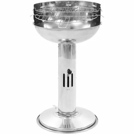 VidaXL Barbecue Au Charbon Sur Support Acier Inoxydable - Argent 4 VidaXL Barbecue Au Charbon Sur Support Acier Inoxydable - Argent – Image 2