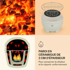 Klarstein Princesize Pro Barbecue Kamado 13" (33cm) Thermomètre Tablettes Latérales Rouge -France Barbecue Soldes Boutique 19195491 4