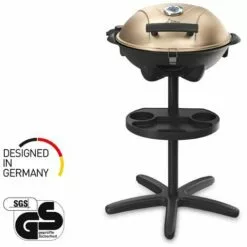 SUNTEC WELLNESS SUNTEC Barbecue Sur Pied Electrique BBQ-9479 [bonnet Détachable Avec Indication De La Température, Tableau Intégré, Plaque à Griller 46x35 Cm, Max. 2400 W]