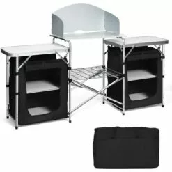 COSTWAY Cuisine De Camping Avec Etagère De Rangement, Cuisine D’Extérieur, Idéal Pour Soirée, Pique-nique, Festival Etc.