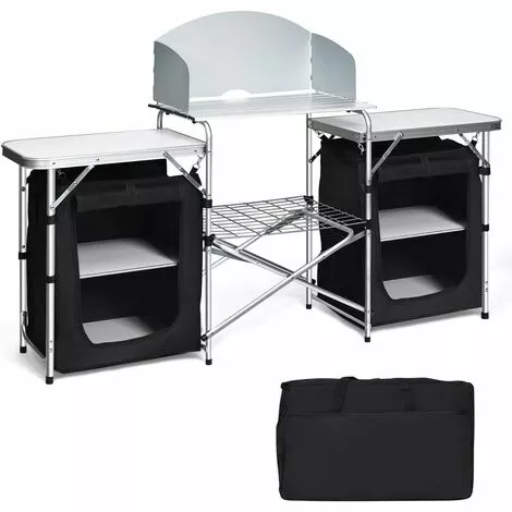 COSTWAY Cuisine De Camping Avec Etagère De Rangement, Cuisine D’Extérieur, Idéal Pour Soirée, Pique-nique, Festival Etc. 2 COSTWAY Cuisine De Camping Avec Etagère De Rangement, Cuisine D’Extérieur, Idéal Pour Soirée, Pique-nique, Festival Etc.