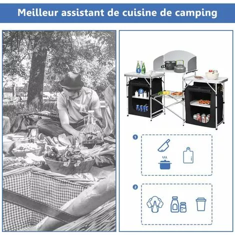 COSTWAY Cuisine De Camping Avec Etagère De Rangement, Cuisine D’Extérieur, Idéal Pour Soirée, Pique-nique, Festival Etc. 4 COSTWAY Cuisine De Camping Avec Etagère De Rangement, Cuisine D’Extérieur, Idéal Pour Soirée, Pique-nique, Festival Etc. – Image 3