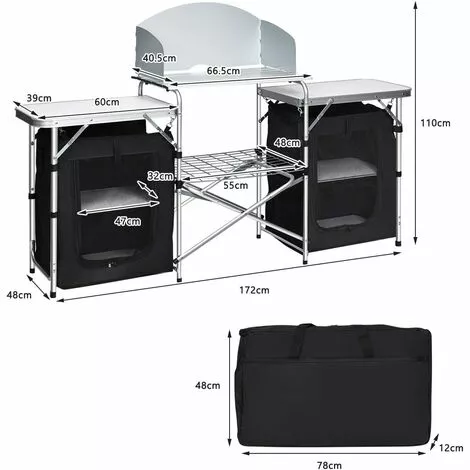 COSTWAY Cuisine De Camping Avec Etagère De Rangement, Cuisine D’Extérieur, Idéal Pour Soirée, Pique-nique, Festival Etc. 6 COSTWAY Cuisine De Camping Avec Etagère De Rangement, Cuisine D’Extérieur, Idéal Pour Soirée, Pique-nique, Festival Etc. – Image 5