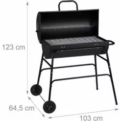 Relaxdays Grill à Charbon XXL, Chariot De Grill Avec Couvercle, Aération Réglable, Stable,HlP: 96,5 X 103 X64,5 Cm Noir -France Barbecue Soldes Boutique 19863501 4