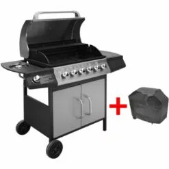 YOUTHUP Barbecue à Gaz Barbecue Extérieur Outils De Cuisine D'extérieur6 + 1 Zone De Cuisson Noir Et Argenté - Noir