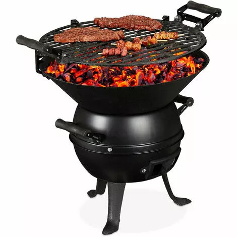 Relaxdays Barbecue Tonneau, Fonte De Fer Et Acier, Réglable Hauteur, Portable, Charbon De Bois, Grillage D.35 Cm,noir 4 Relaxdays Barbecue Tonneau, Fonte De Fer Et Acier, Réglable Hauteur, Portable, Charbon De Bois, Grillage D.35 Cm,noir – Image 2