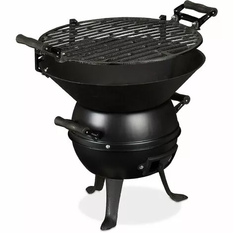 Relaxdays Barbecue Tonneau, Fonte De Fer Et Acier, Réglable Hauteur, Portable, Charbon De Bois, Grillage D.35 Cm,noir 5 Relaxdays Barbecue Tonneau, Fonte De Fer Et Acier, Réglable Hauteur, Portable, Charbon De Bois, Grillage D.35 Cm,noir – Image 3