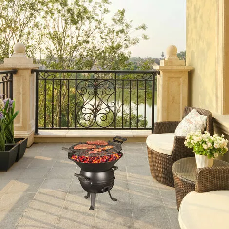 Relaxdays Barbecue Tonneau, Fonte De Fer Et Acier, Réglable Hauteur, Portable, Charbon De Bois, Grillage D.35 Cm,noir 6 Relaxdays Barbecue Tonneau, Fonte De Fer Et Acier, Réglable Hauteur, Portable, Charbon De Bois, Grillage D.35 Cm,noir – Image 4