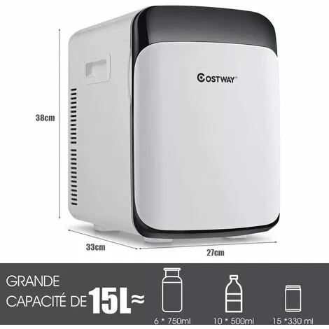 COSTWAY Mini Réfrigérateur Portable Fonction Chaud Et Froid 5 ℃ ~ 50 ℃ Mini Frigo 15L 12V/220V-240V Pour Maison/Voiture 7 COSTWAY Mini Réfrigérateur Portable Fonction Chaud Et Froid 5 ℃ ~ 50 ℃ Mini Frigo 15L 12V/220V-240V Pour Maison/Voiture – Image 5