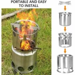 QDRECLOD Kit De Casseroles Camping Avec Le Réchaud De Camping, Casseroles Et Poëles, Pliable En Acier Inoxydable Cuillère/Fourchette/Couteau,Kit De Cuisine De Camping Pour 1-2 Personnes En Voyage Randonnée BBQ - Gris -France Barbecue Soldes Boutique 24213567 4
