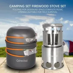 QDRECLOD Kit De Casseroles Camping Avec Le Réchaud De Camping, Casseroles Et Poëles, Pliable En Acier Inoxydable Cuillère/Fourchette/Couteau,Kit De Cuisine De Camping Pour 1-2 Personnes En Voyage Randonnée BBQ - Gris -France Barbecue Soldes Boutique 24213567 5