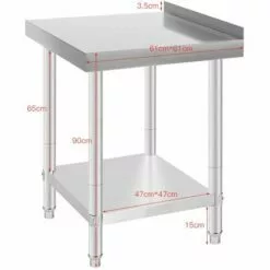 JEOBEST®Table De Travail Ou établi En Inox Avec Rebord De Protection. Table De Travail En Inox, Table De Travail Professionnelle Acier Inox Pieds Ajustable Avec Rebord Hygiénique - Argent -France Barbecue Soldes Boutique 24407012 3