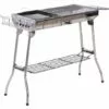 Outsunny Barbecue à Charbon Pliable Portable BBQ Grill Sur Pied Avec étagères + Grille + Plaque Cuisson Dim. 104L X 33l X 70H Cm Acier Inox. - Gris -France Barbecue Soldes Boutique 25008203 1