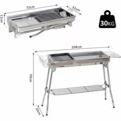 Outsunny Barbecue à Charbon Pliable Portable BBQ Grill Sur Pied Avec étagères + Grille + Plaque Cuisson Dim. 104L X 33l X 70H Cm Acier Inox. - Gris 9 Outsunny Barbecue à Charbon Pliable Portable BBQ Grill Sur Pied Avec étagères + Grille + Plaque Cuisson Dim. 104L X 33l X 70H Cm Acier Inox. - Gris -France Barbecue Soldes Boutique 25008203 3