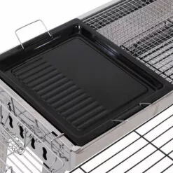 Outsunny Barbecue à Charbon Pliable Portable BBQ Grill Sur Pied Avec étagères + Grille + Plaque Cuisson Dim. 104L X 33l X 70H Cm Acier Inox. - Gris 11 Outsunny Barbecue à Charbon Pliable Portable BBQ Grill Sur Pied Avec étagères + Grille + Plaque Cuisson Dim. 104L X 33l X 70H Cm Acier Inox. - Gris -France Barbecue Soldes Boutique 25008203 5