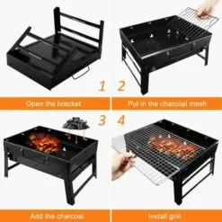 BEARSU Grill Barbecue, Portable Et Pliable Barbecue De Table Au Charbon De Bois Sans Fumée En Acier Inoxydable à L'Extérieur BBQ Pour Jardin Terrasse Pique-Nique Camping Voyage (36 X 29 X 7.5 Cm) 10 BEARSU Grill Barbecue, Portable Et Pliable Barbecue De Table Au Charbon De Bois Sans Fumée En Acier Inoxydable à L'Extérieur BBQ Pour Jardin Terrasse Pique-Nique Camping Voyage (36 X 29 X 7.5 Cm) -France Barbecue Soldes Boutique 25029436 4