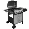 Hommoo Barbecue A Gaz 4 + 1 Zone De Cuisson Noir Et Argente HDV33121 -France Barbecue Soldes Boutique 25242845 1
