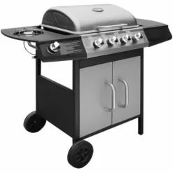 Hommoo Barbecue A Gaz 4 + 1 Zone De Cuisson Noir Et Argente HDV33121 -France Barbecue Soldes Boutique 25242845 4