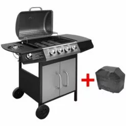 Hommoo Barbecue A Gaz 4 + 1 Zone De Cuisson Noir Et Argente HDV33121 -France Barbecue Soldes Boutique 25242845 5