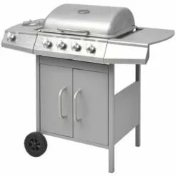 Hommoo Barbecue A Gaz 4 + 1 Zone De Cuisson Argente HDV33122 -France Barbecue Soldes Boutique 25432002 3