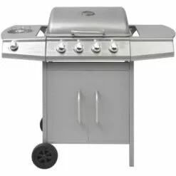 Hommoo Barbecue A Gaz 4 + 1 Zone De Cuisson Argente HDV33122 -France Barbecue Soldes Boutique 25432002 4