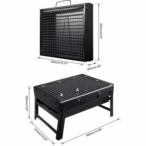 BEARSU Grill Barbecue, Portable Et Pliable Barbecue De Table Au Charbon De Bois Sans Fumée En Acier Inoxydable à L'Extérieur BBQ Pour Jardin Terrasse Pique-Nique Camping Voyage (36 X 29 X 7.5 Cm) 5 BEARSU Grill Barbecue, Portable Et Pliable Barbecue De Table Au Charbon De Bois Sans Fumée En Acier Inoxydable à L'Extérieur BBQ Pour Jardin Terrasse Pique-Nique Camping Voyage (36 X 29 X 7.5 Cm) – Image 3
