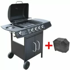 ASUPERMALL Barbecue A Gaz 4 + 1 Zone De Cuisson Noir