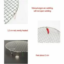 BEARSU Réseau Coréen De Barbecue Pince à Griller En Acier Inoxydable 304 Grille Rond Avec Pied Argent 18cm -France Barbecue Soldes Boutique 26509219 3